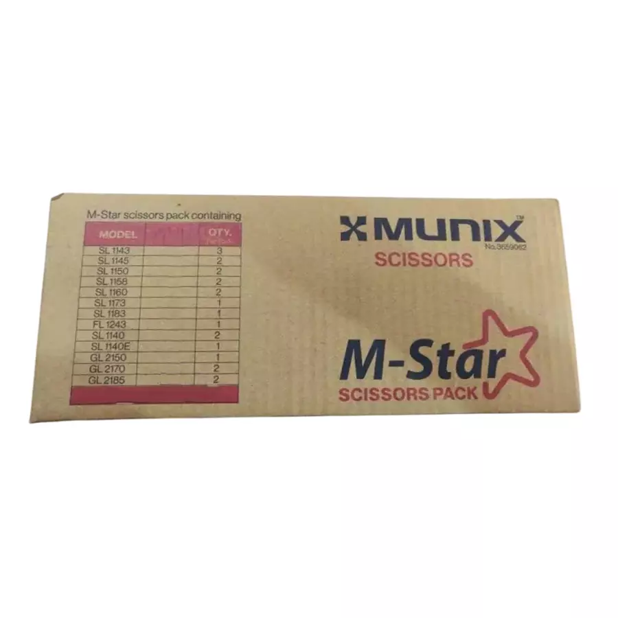 Munix M-Star Scissor Assorted Stainless Steel Pointed Tip for Cutting Paper & Ribbon