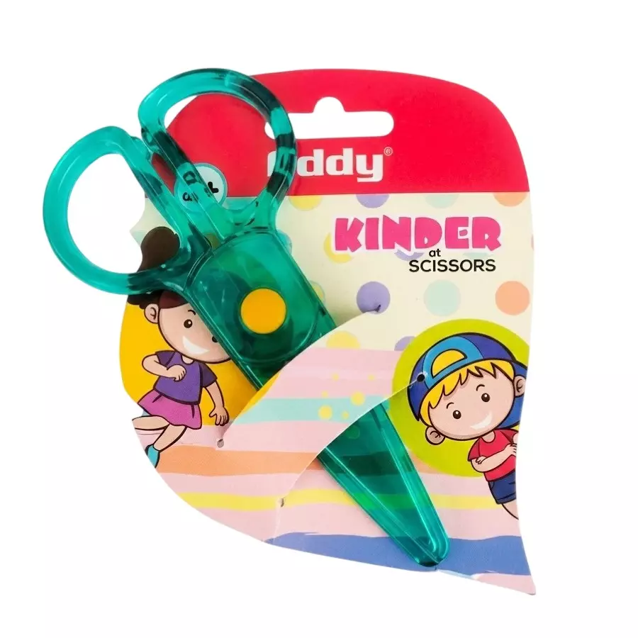 Oddy Kinder Scissor Green Plastic for Home & School, SS-500K (Pack of 12 Pcs)