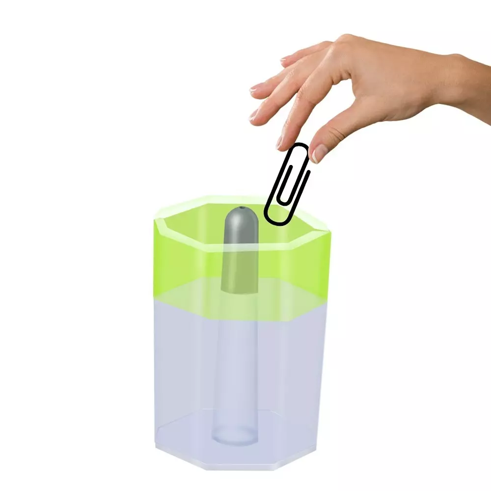 Soni Office Mate Magnetic Pin & Clip Dispenser Compact Transparent Organiser with Magnetic Top, 7 cm Height for Office, Home & Craft Use (Pack of 10)