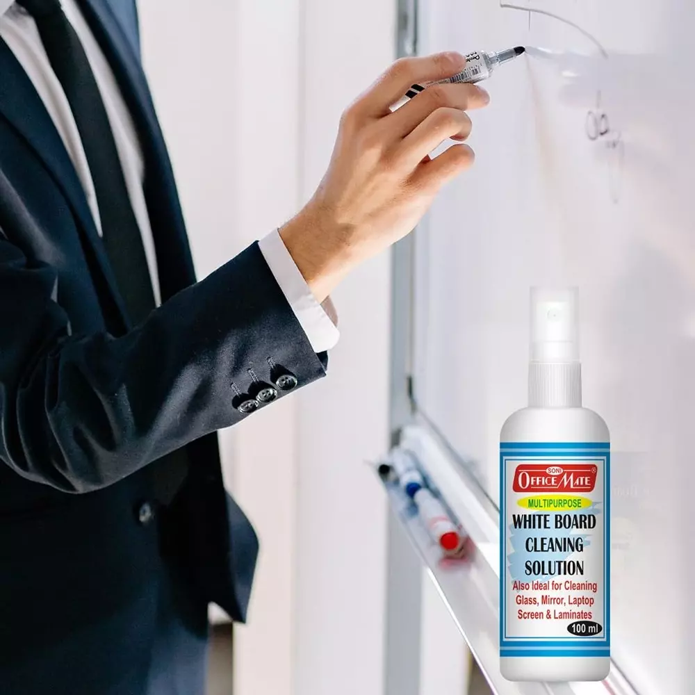 Soni Office Mate 100 ml Whiteboard Cleaning Solution Ecofriendly Powerful Ink Remover Spray Bottle (Pack of 12)