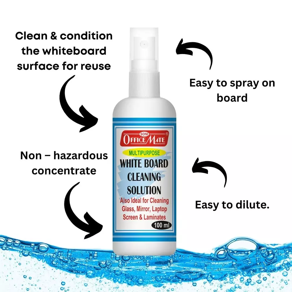 Soni Office Mate 100 ml Whiteboard Cleaning Solution Ecofriendly Powerful Ink Remover Spray Bottle (Pack of 12)