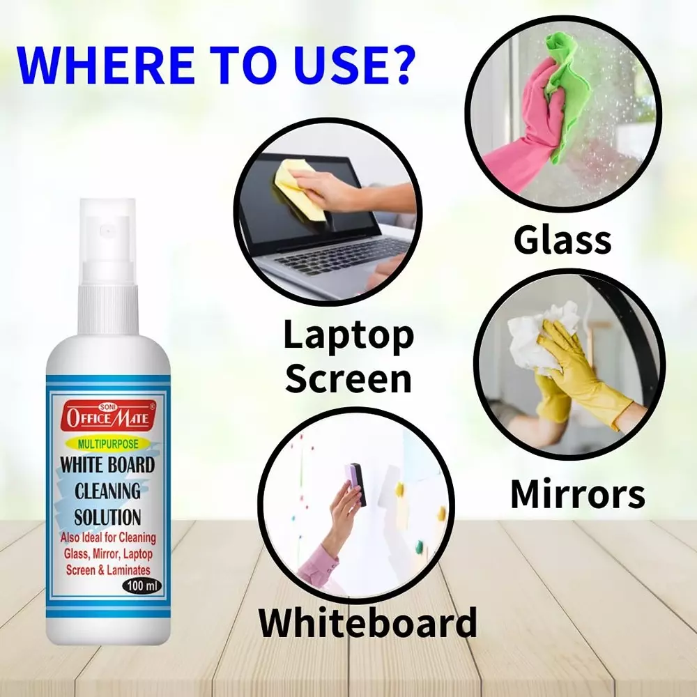 Soni Office Mate 100 ml Whiteboard Cleaning Solution Ecofriendly Powerful Ink Remover Spray Bottle (Pack of 12)