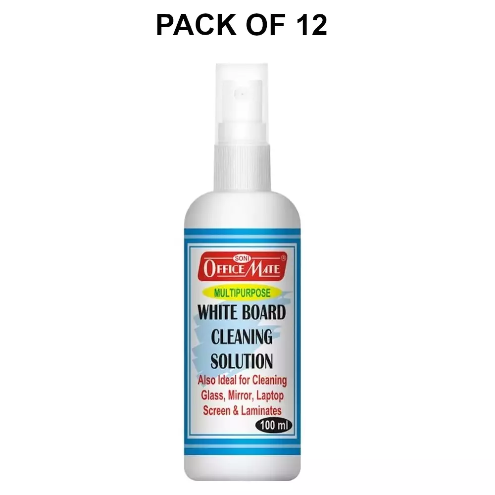 Soni Office Mate 100 ml Whiteboard Cleaning Solution Ecofriendly Powerful Ink Remover Spray Bottle (Pack of 12)