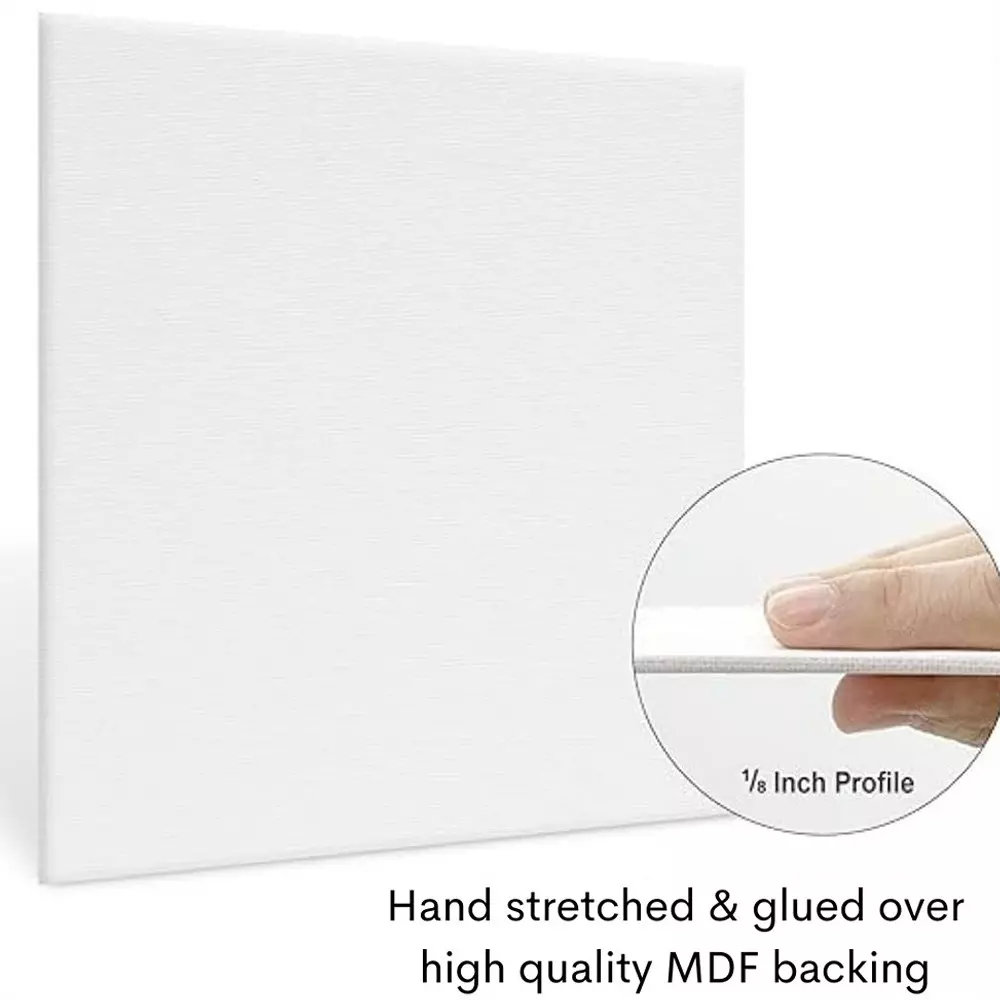 Soni Office Mate Premium Canvas 8x8 inch (203.2x203.2 mm) Triple Primed Cotton on MDF Ideal for Acrylics, Oils, Gouache, Tempera