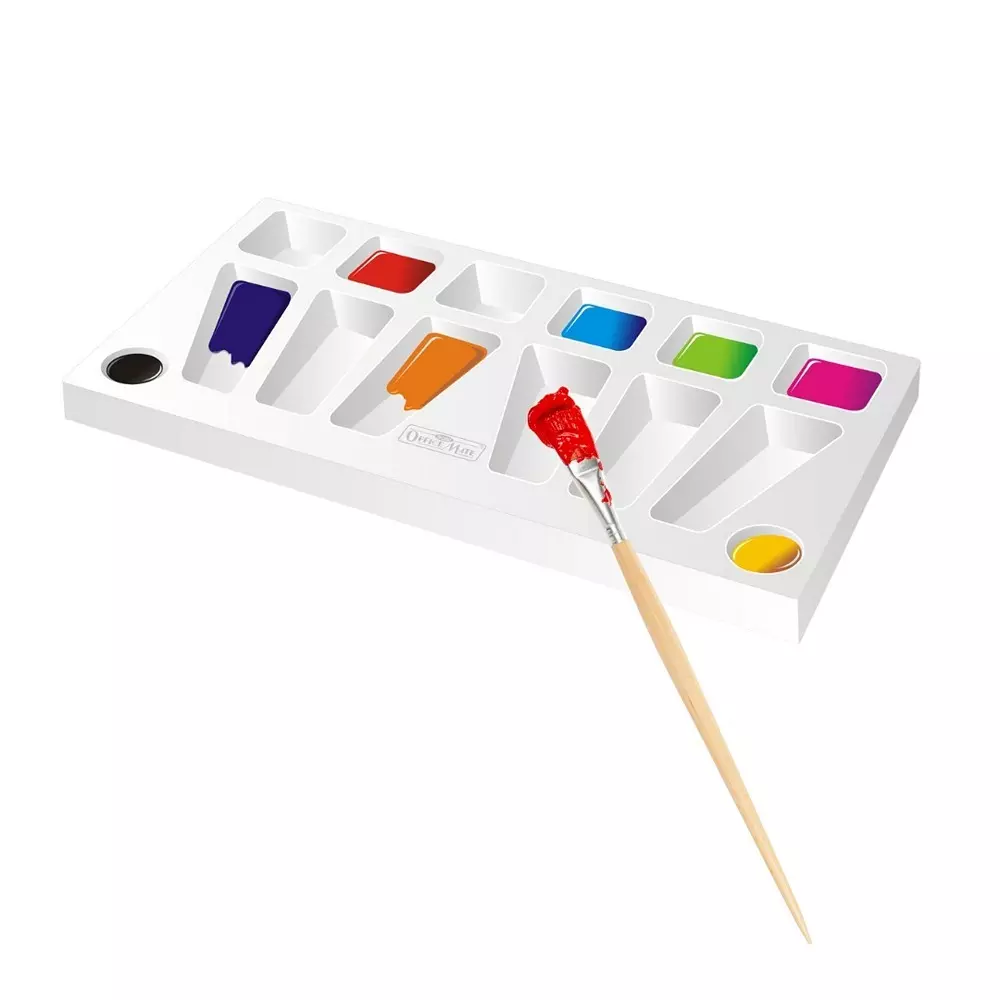 Soni Office Mate Color Mixing Palette 14 Well Tray 19x10 cm Lightweight and Easy to Clean Ideal for Paints & Crafts