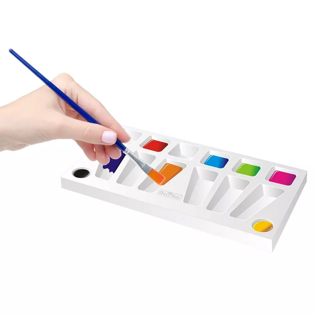 Soni Office Mate Color Mixing Palette 14 Well Tray 19x10 cm Lightweight and Easy to Clean Ideal for Paints & Crafts