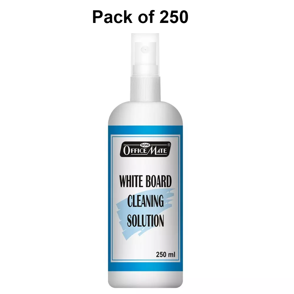 Soni Office Mate 250 ml Whiteboard Cleaning Solution Eco-Friendly Non Toxic and Powerful Stain Remover Spray Bottle for Whiteboards, Glass & More