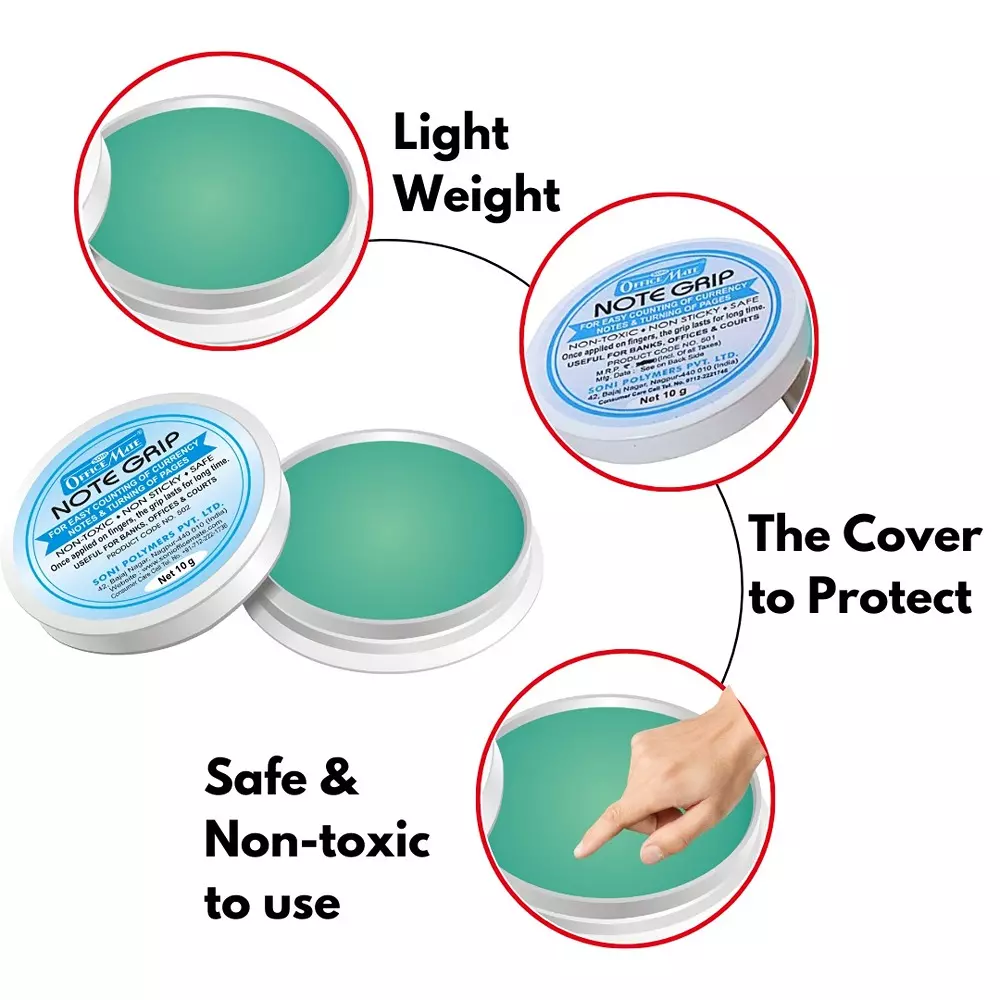 Soni Office Mate 10 g Note Grip Long Lasting Hold, Non-Toxic and Mess Free for Cashiers, Bankers & Retail Use (Pack of 20)