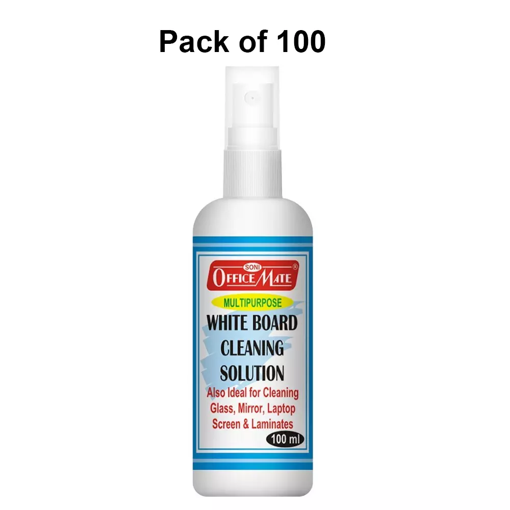 Soni Office Mate 100 ml Whiteboard Cleaning Solution Eco-Friendly Non Toxic and Powerful Stain Remover Spray Bottle for Whiteboards, Glass & More