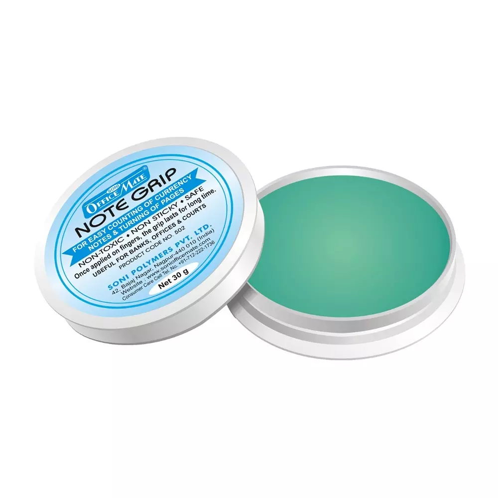 Soni Office Mate 30 g Note Grip Long Lasting Hold, Non-Toxic and Mess Free for Cashiers, Bankers & Retail Use (Pack of 10)