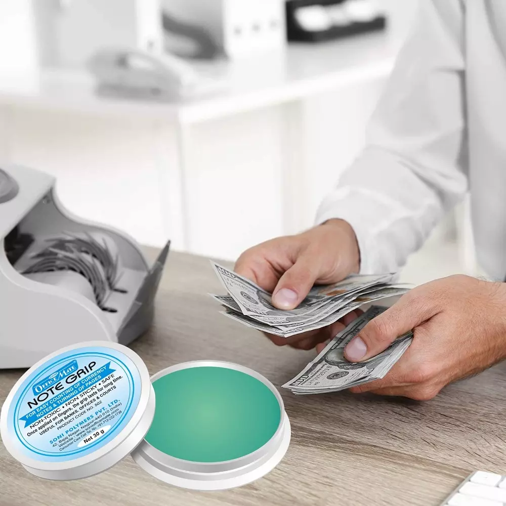 Soni Office Mate 30 g Note Grip Long Lasting Hold, Non-Toxic and Mess Free for Cashiers, Bankers & Retail Use (Pack of 10)
