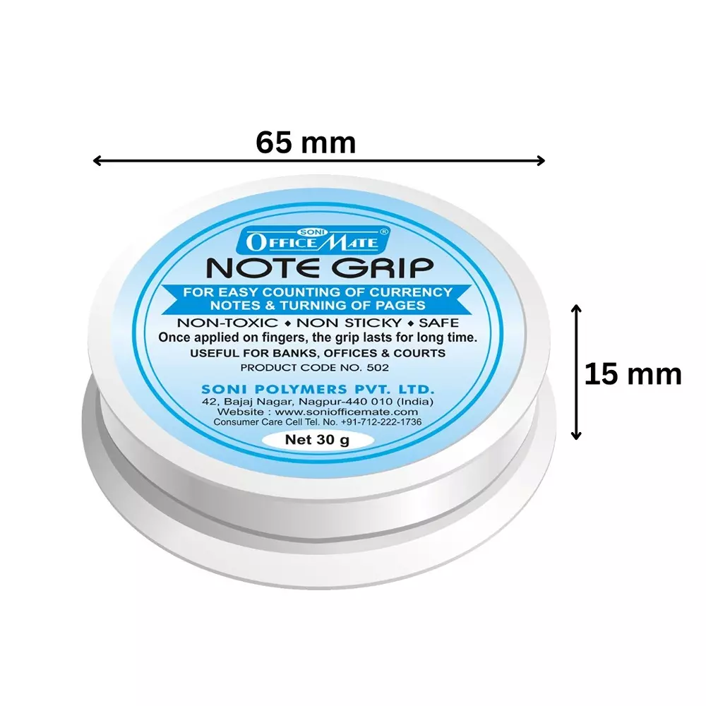 Soni Office Mate 30 g Note Grip Long Lasting Hold, Non-Toxic and Mess Free for Cashiers, Bankers & Retail Use (Pack of 10)