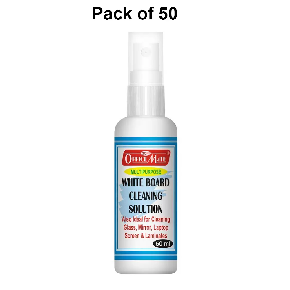 Soni Office Mate 50 ml Whiteboard Cleaning Solution Eco-Friendly Non Toxic and Powerful Stain Remover Spray Bottle for Whiteboards, Glass & More