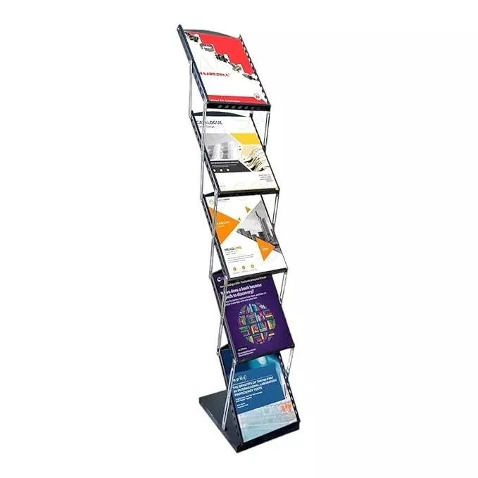 GENERIC Zigzag Folding Brochure Stand Metal Body A4 Size Books, Magazines for Exhibitions, Offices