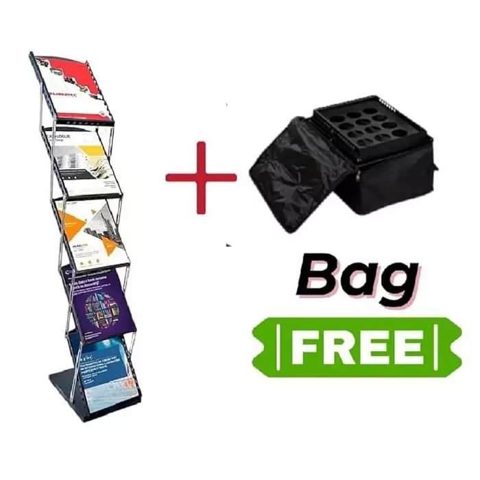 GENERIC Zigzag Folding Brochure Stand Metal Body A4 Size Books, Magazines for Exhibitions, Offices