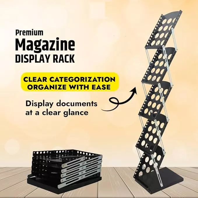 GENERIC Zigzag Folding Brochure Stand Metal Body A4 Size Books, Magazines for Exhibitions, Offices