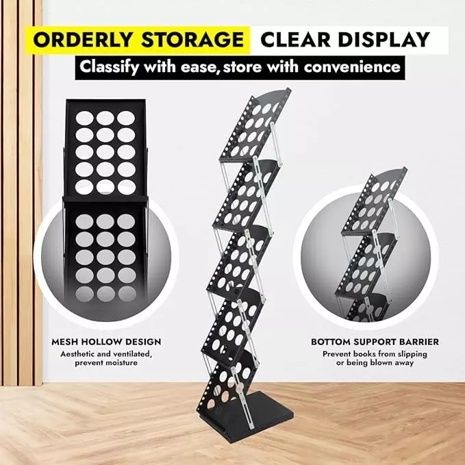 GENERIC Zigzag Folding Brochure Stand Metal Body A4 Size Books, Magazines for Exhibitions, Offices