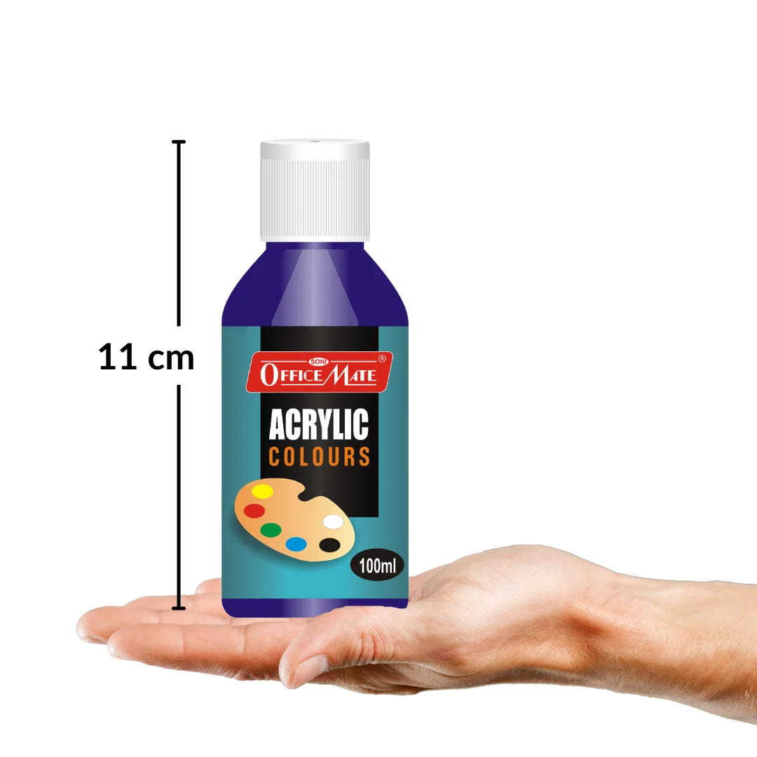 Soni Office Mate 100 ml Acrylic Paint Color Water-Based, Fast Drying for Canvas, Wood, Plastic & More (Pack of 6)