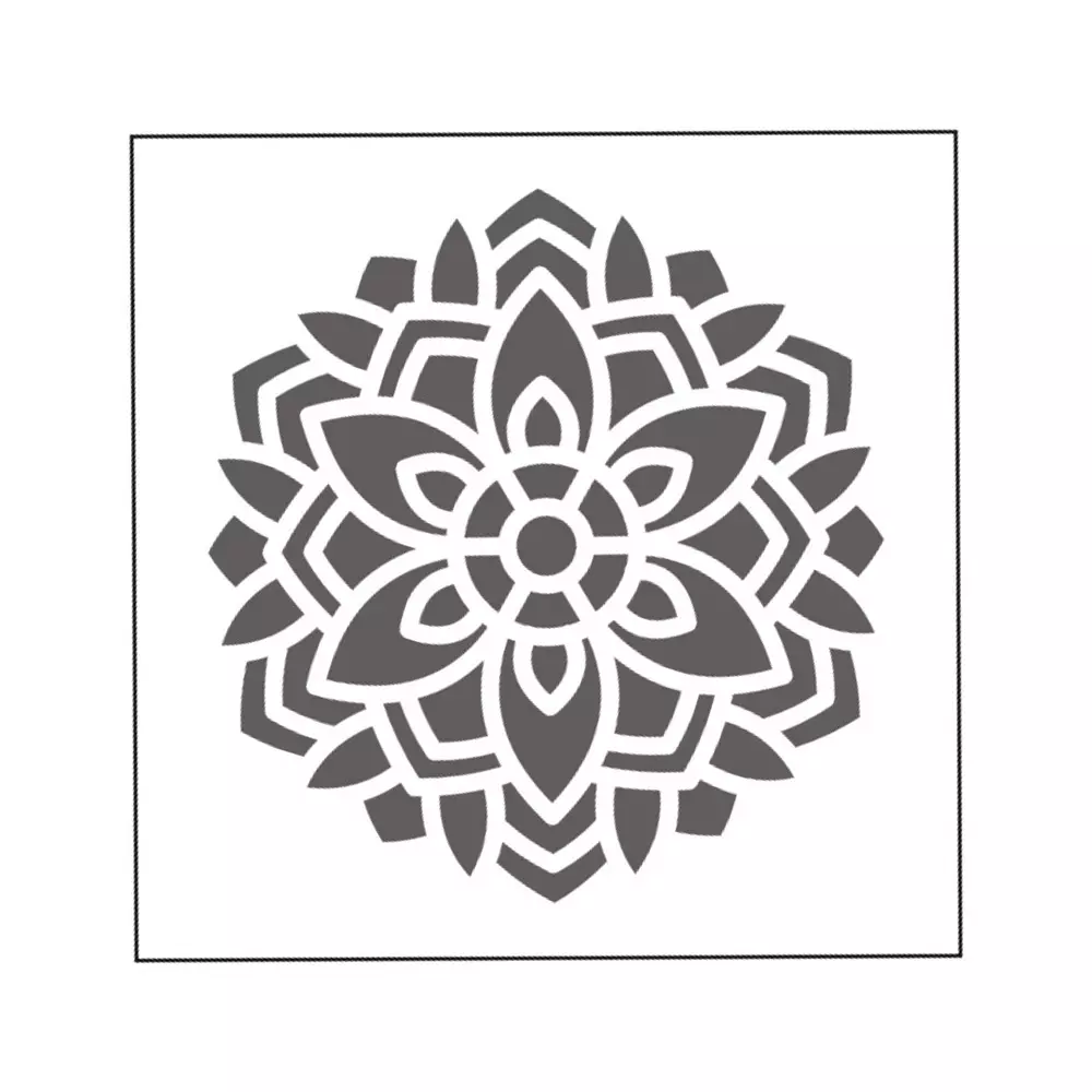 Soni Office Mate Precision Cut Stencil 8x8 inch (203.2x203.2 mm) Mandala Design Reusable & Eco-Friendly for DIY, Scrapbook & Wall Art