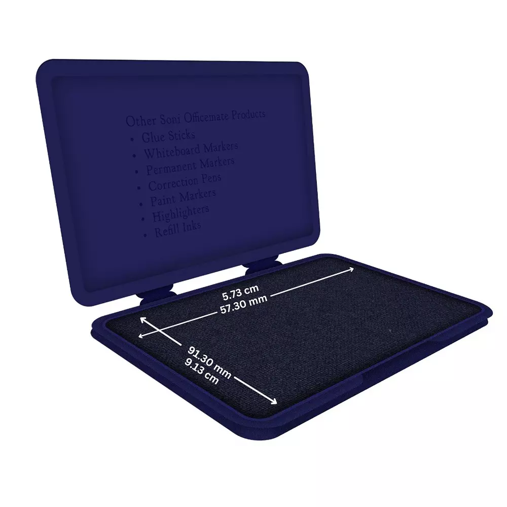 Soni Office Mate Stamp Pad 88x54 mm Refillable Design Crisp, Quick-Dry, Smudge-Free Ink for Office, School, Craft & DIY, Violet (Pack of 4)