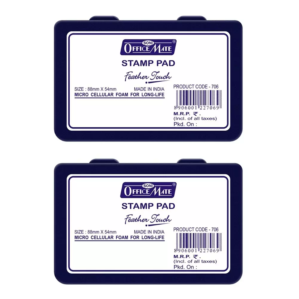 Soni Office Mate Small Stamp Pad - Violet, 88x54 mm Refillable and Durable Ideal for Office, School, Craft & DIY Use (Pack of 2)