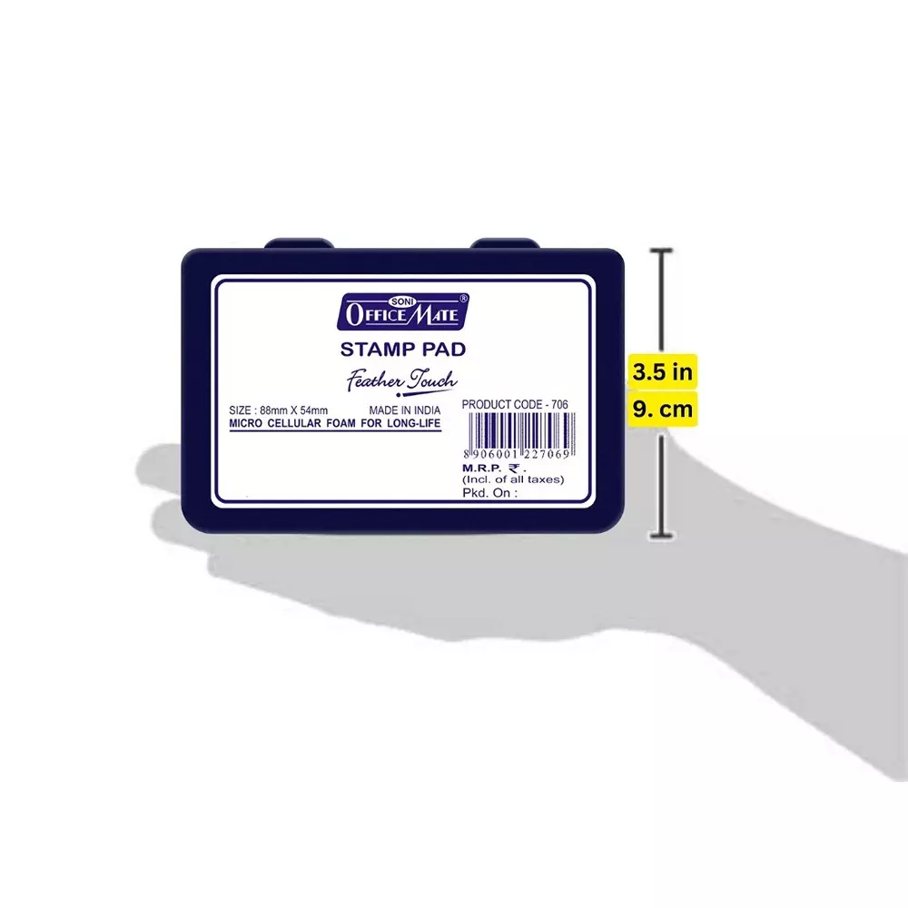 Soni Office Mate Small Stamp Pad - Violet, 88x54 mm Refillable and Durable Ideal for Office, School, Craft & DIY Use (Pack of 2)
