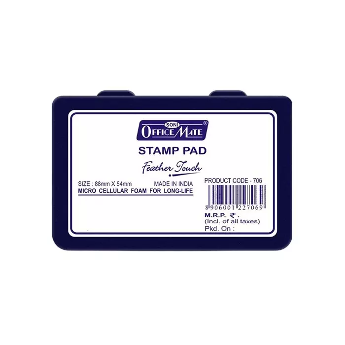 Soni Office Mate Small Stamp Pad 88x54 mm Refillable Design Crisp, Quick-Dry, Smudge-Free Ink for Office, School, Craft & DIY, Violet (Pack of 20)