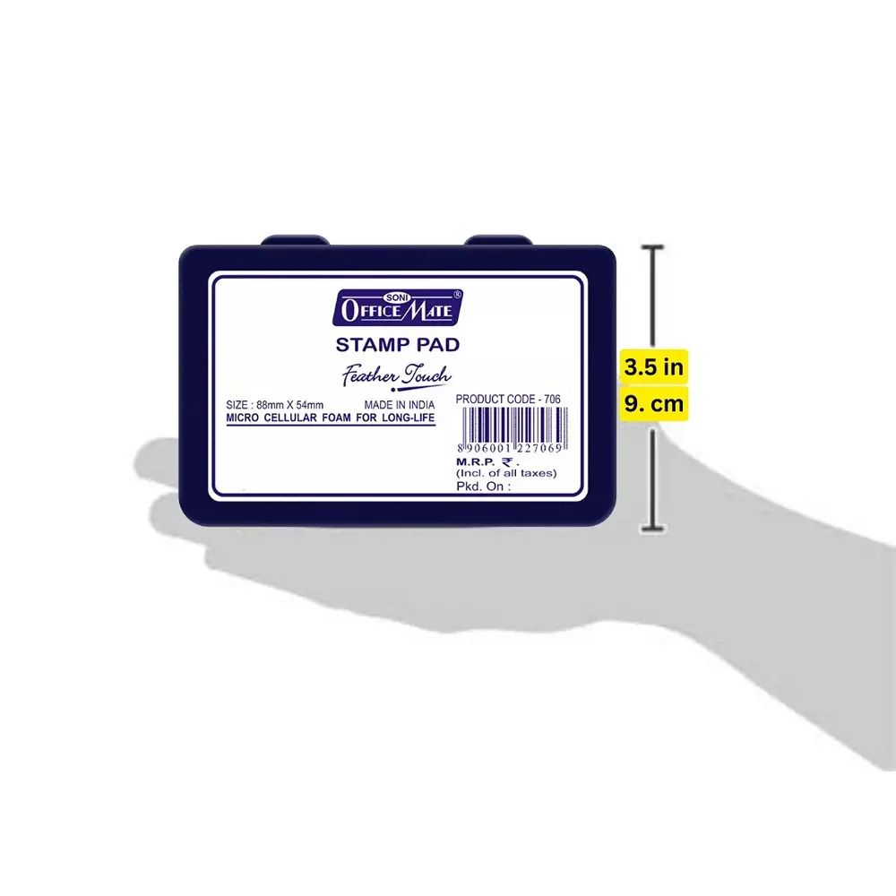Soni Office Mate Small Stamp Pad 88x54 mm Refillable Design Crisp, Quick-Dry, Smudge-Free Ink for Office, School, Craft & DIY, Violet (Pack of 20)