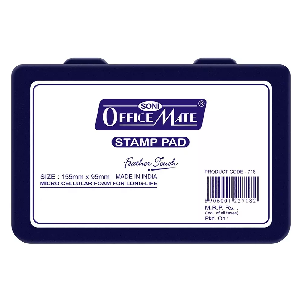 Soni Office Mate Large Stamp Pad 155x95 mm Refillable Design Crisp, Quick-Dry, Smudge-Free Ink for Office, School, Craft & DIY, Violet (Pack of 5)