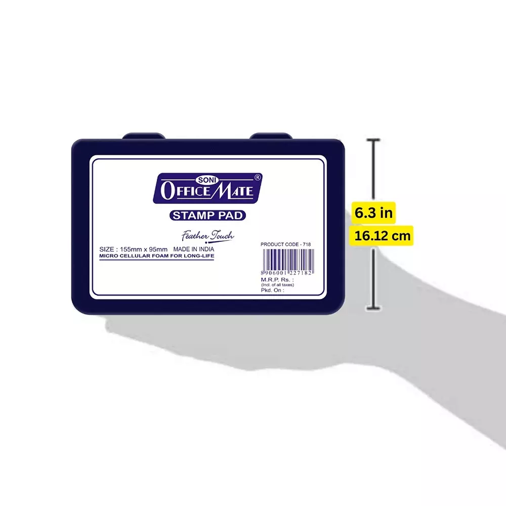 Soni Office Mate Large Stamp Pad 155x95 mm Refillable Design Crisp, Quick-Dry, Smudge-Free Ink for Office, School, Craft & DIY, Violet (Pack of 5)
