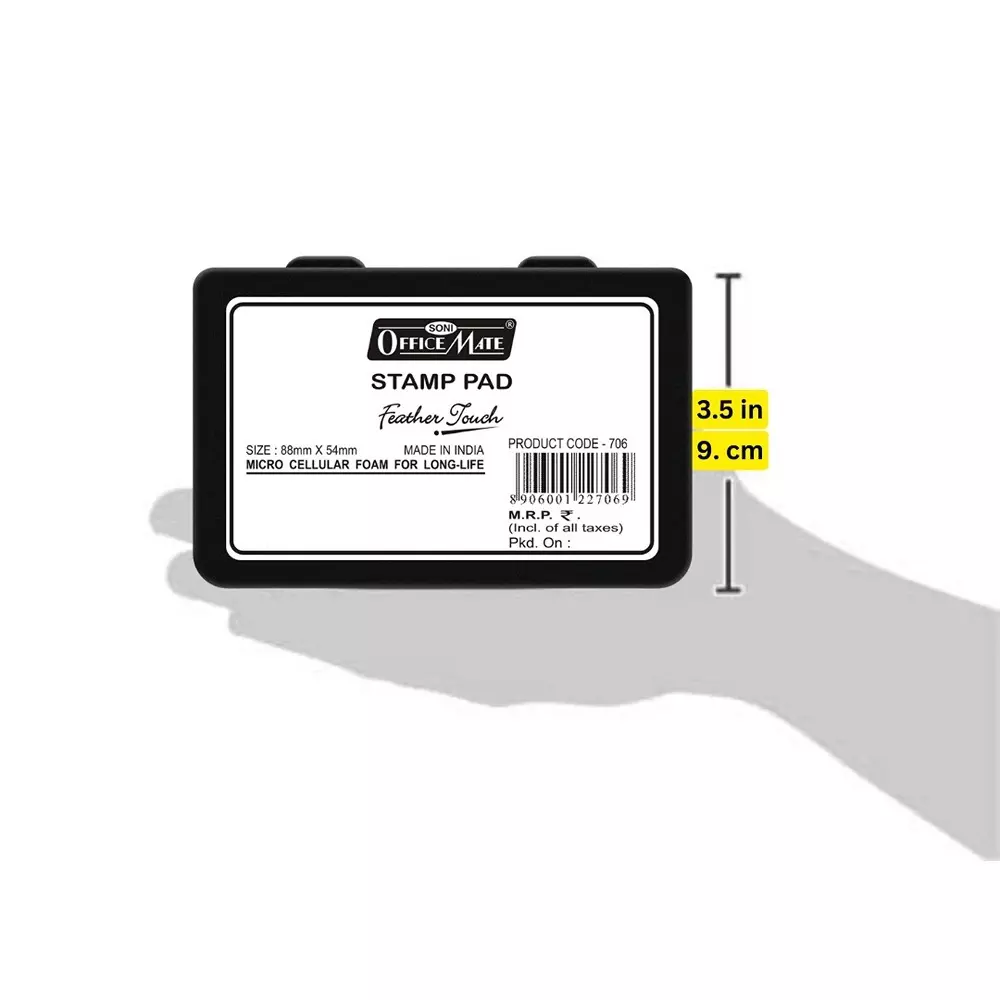 Soni Office Mate Small Stamp Pad - Black, 88x54 mm Refillable and Durable Ideal for Office, School, Craft & DIY Use (Pack of 2)