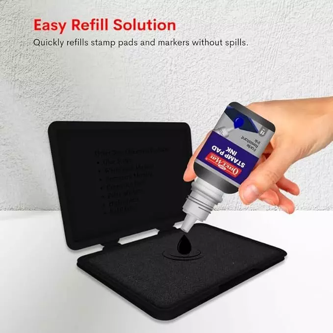 Soni OfficeMate Stamp Pad & Ink Combo 155x95 mm Stamp Pad Size Large 15 ml Black Ink Color for Office, College & Craft Use