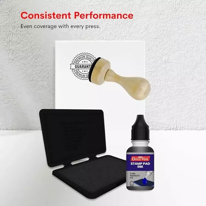 Soni OfficeMate Stamp Pad & Ink Combo 155x95 mm Stamp Pad Size Large 15 ml Black Ink Color for Office, College & Craft Use