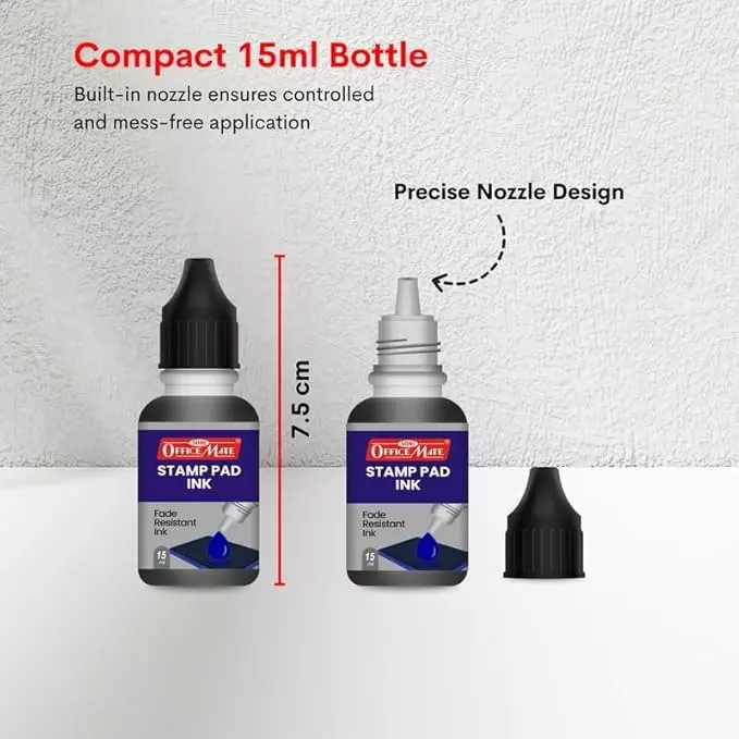 Soni OfficeMate Stamp Pad & Ink Combo 155x95 mm Stamp Pad Size Large 15 ml Black Ink Color for Office, College & Craft Use