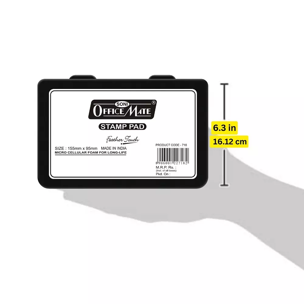 Soni Office Mate Large Stamp Pad 155x95 mm Refillable Design Crisp, Quick-Dry, Smudge-Free Ink for Office, School, Craft & DIY, Black (Pack of 2)