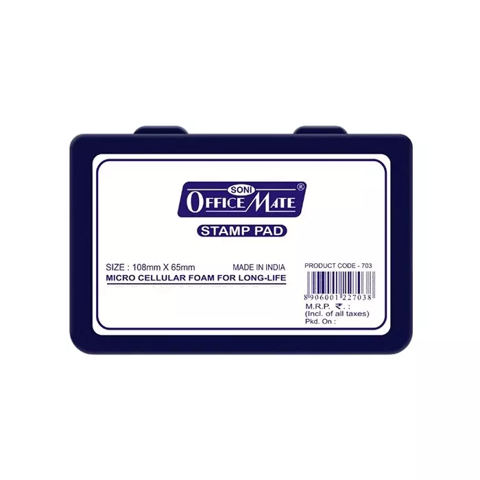 Soni Office Mate Medium Stamp Pad 108x65 mm Refillable Design Crisp, Quick-Dry, Smudge-Free Ink for Office, School, Craft & DIY, Violet (Pack of 10)