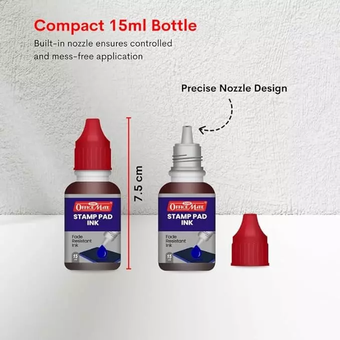 Soni OfficeMate Stamp Pad & Ink Combo 155x95 mm Stamp Pad Size Large 15 ml Red Ink Color for Office, College & Craft Use