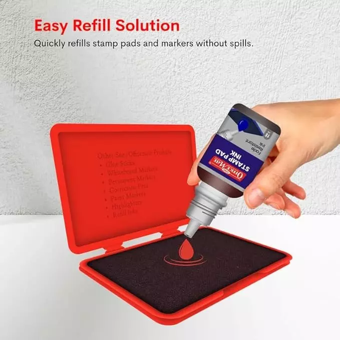Soni OfficeMate Stamp Pad & Ink Combo 155x95 mm Stamp Pad Size Large 15 ml Red Ink Color for Office, College & Craft Use