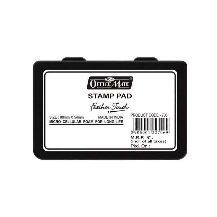 Soni Office Mate Small Stamp Pad 88x54 mm Refillable Design Crisp, Quick-Dry, Smudge-Free Ink for Office, School, Craft & DIY, Black (Pack of 20)