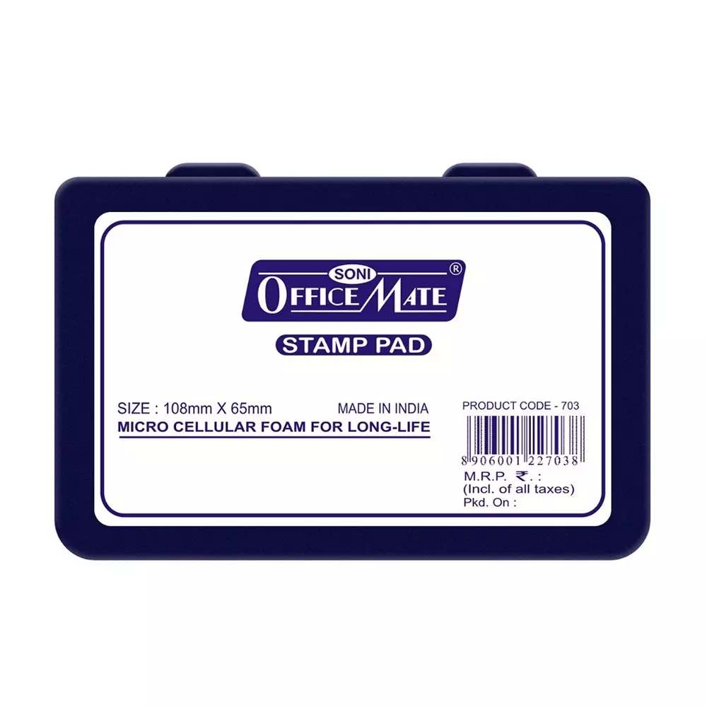 Soni Office Mate Medium Stamp Pad - Violet, 108x65 mm Refillable and Durable Ideal for Office, School, Craft & DIY Use