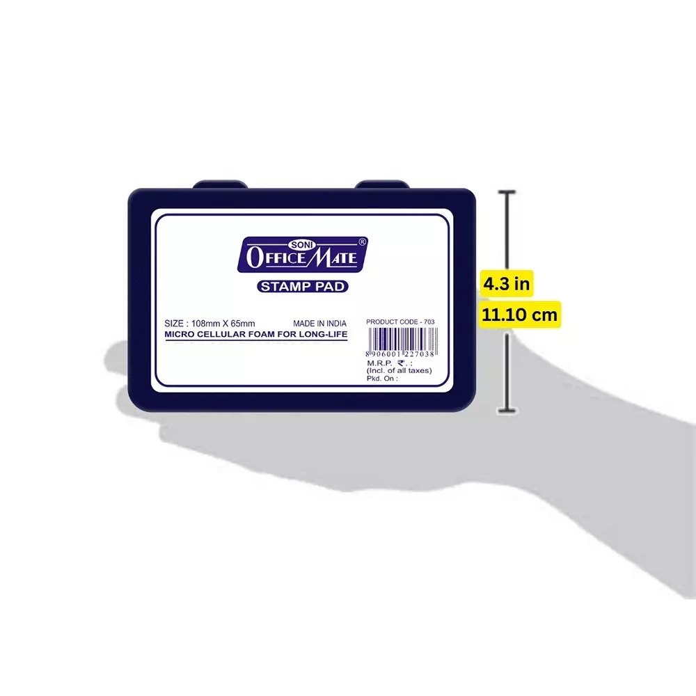 Soni Office Mate Medium Stamp Pad - Violet, 108x65 mm Refillable and Durable Ideal for Office, School, Craft & DIY Use