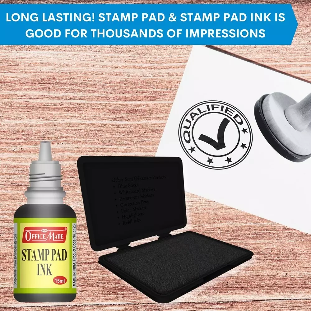 Soni Office Mate Stamp Pad Combo Contains 4 Stamp Pads + 4 Inks, 85x54 mm Pad, 15 ml Ink for Craft & Office Use, Multicolor (Set of 8)
