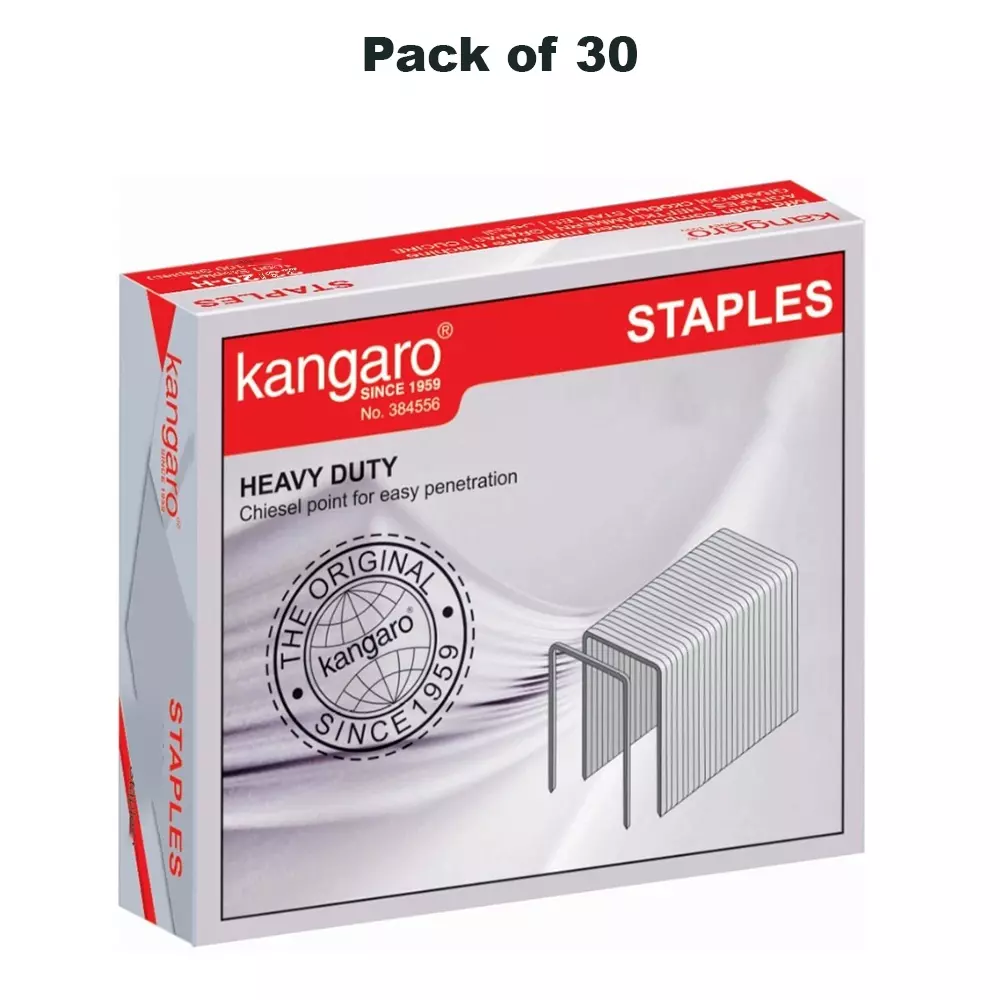 kangaro (Red) Staple Pin 8 mm Zinc Coated Silver for Office, Home & School, 23/8 (Pack of 30 Pcs)