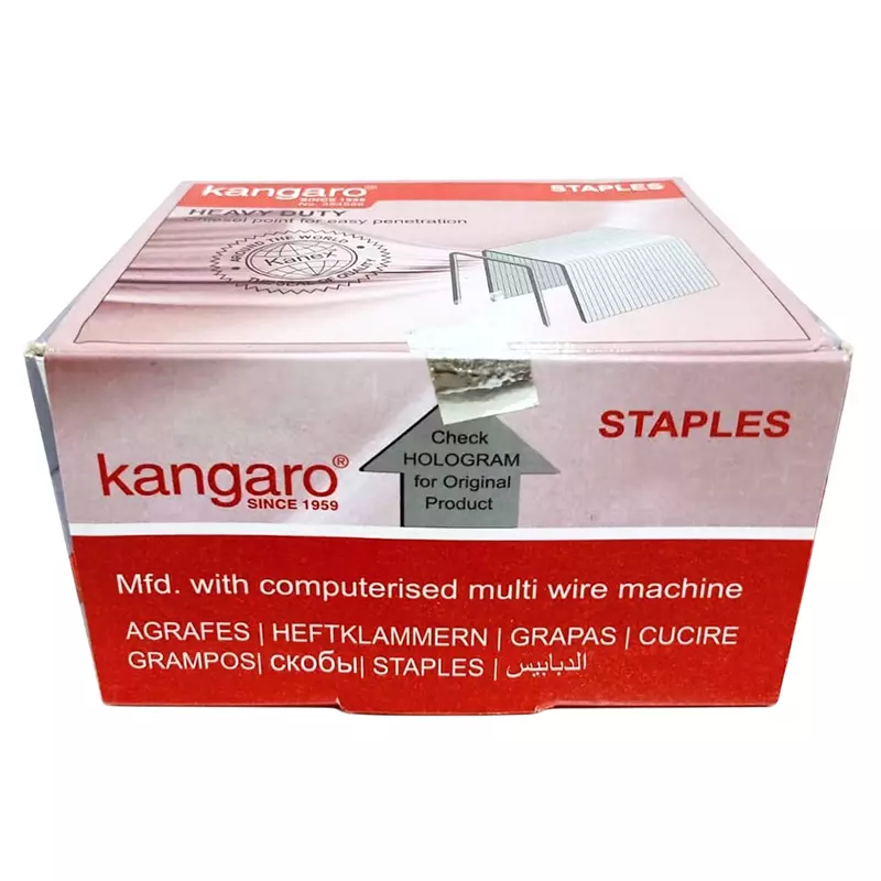 kangaro (Red) Staple Pin 8 mm Zinc Coated Silver for Office, Home & School, 23/8 (Pack of 30 Pcs)