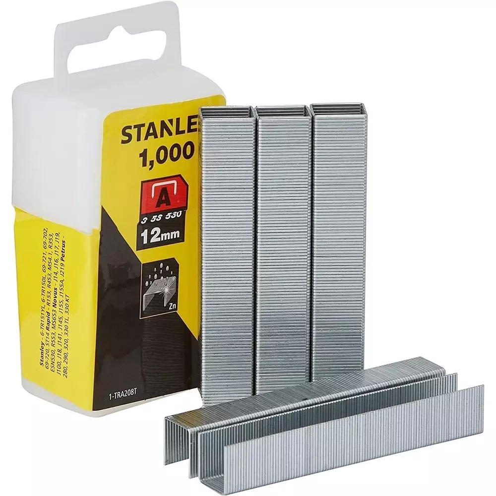 STANLEY 1/2 inch (12 mm) Light Duty Stapler Pin or Staples A Type for Fastening Paper, Card, Fabrics And Thin Plastics, 1-TRA208T (Pack of 1000)