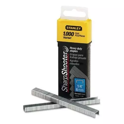 STANLEY 1/4 inch (6 mm) Heavy Duty Stapler Pin or Staples G Type for Fastening Paper, Card, Fabrics And Thin Plastics, TRA704T (Pack of 1000)