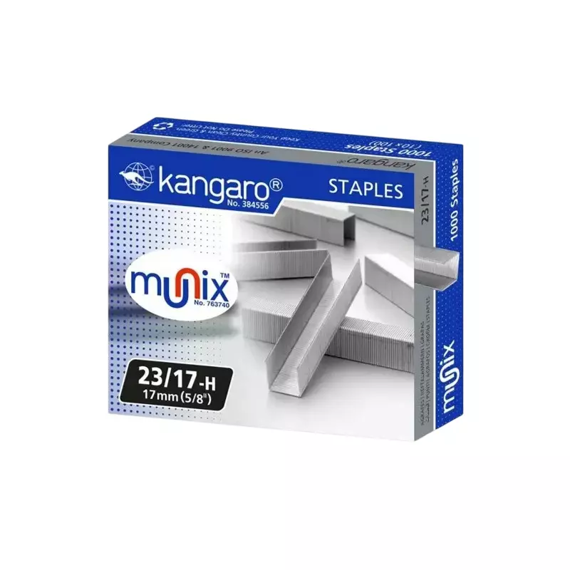 Munix Stapler Pin Silver 17 mm Steel for Offices, Home & School, 23/17-H