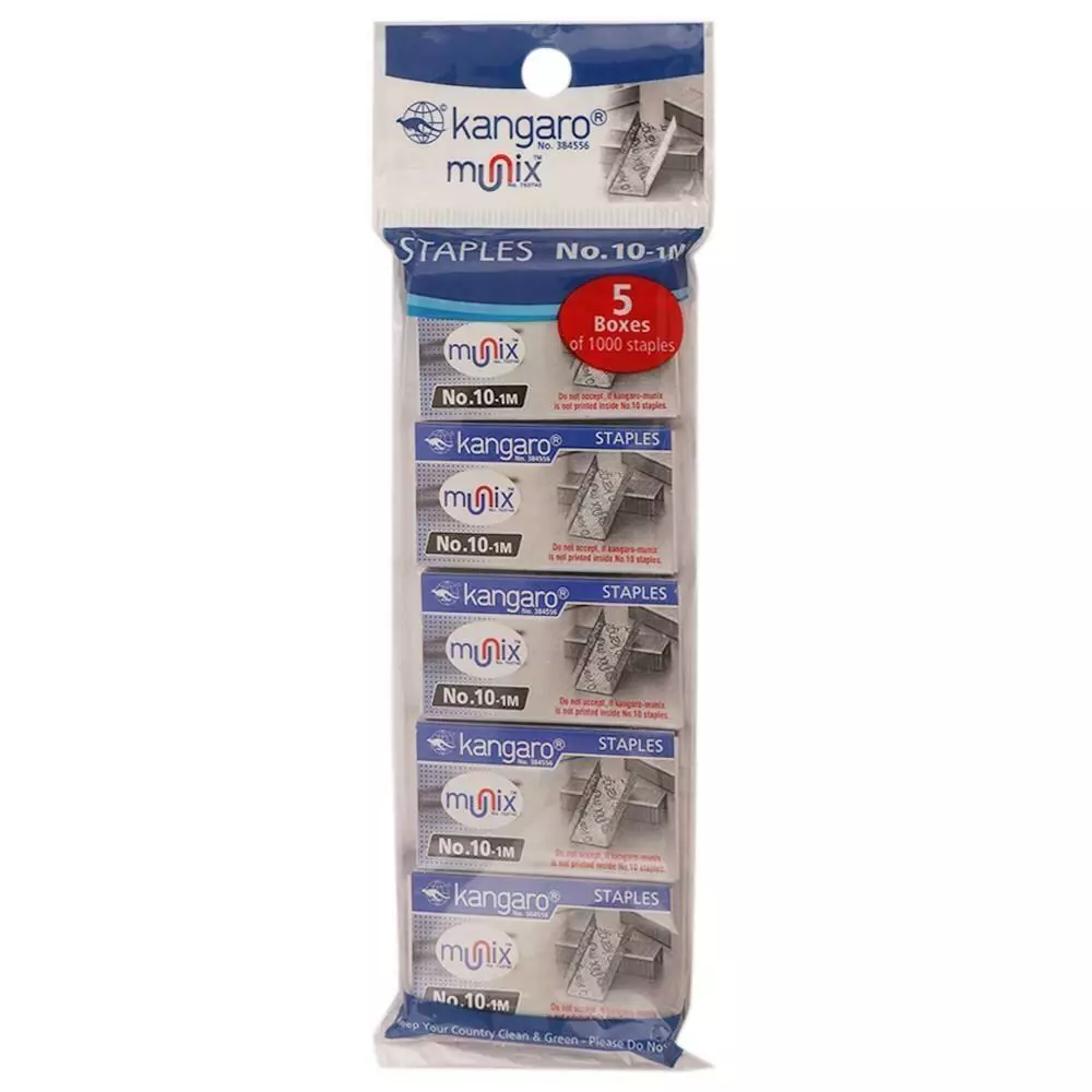 Munix Stapler Pin Silver 1 mm Steel for Offices, Home & School, 10-1M/P5 (Pack of 5 Boxes)