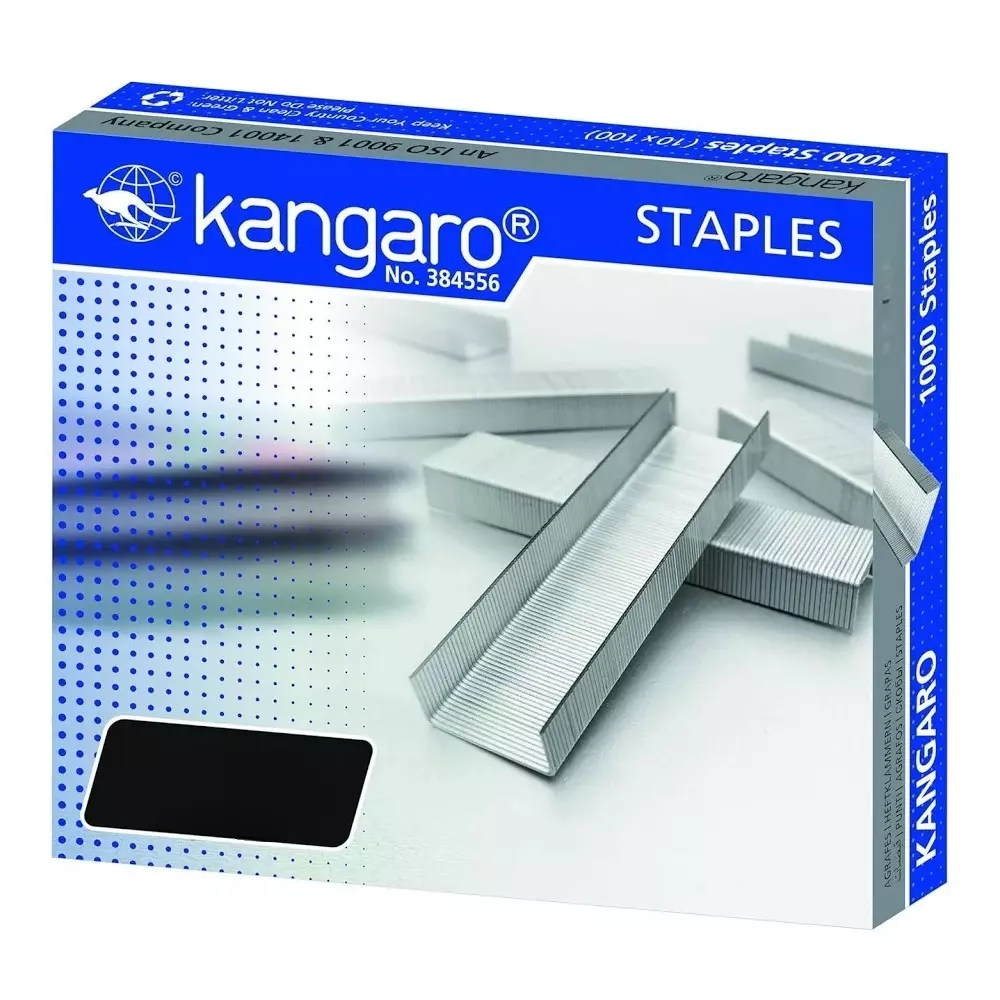 Kangaro Stapler Pin Stainless Steel Silver 3/8 Inch (10 mm) for Home, School & Office Use, 23/10-H