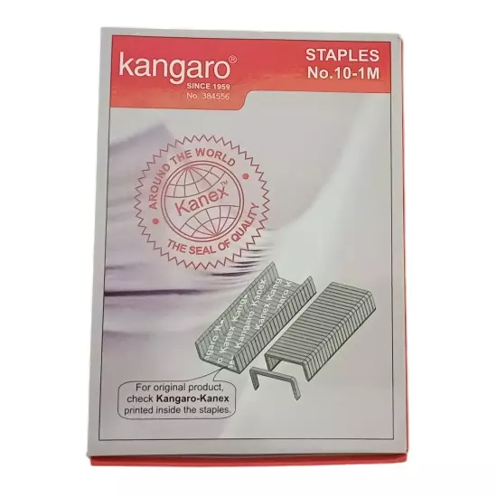 kangaro (Red) Stapler Pin Zinc Coated Silver ‎Alloy Steel for Office, Home & School, No. 10-1 M (Pack of 12 Pcs)